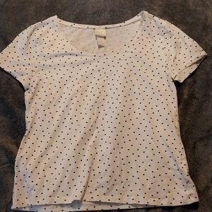 Women's H&M white and black poka-dot tee